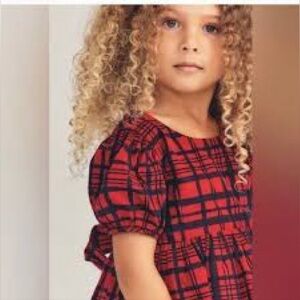 LoveShackFancy Kids Red and Black Checkered Dress